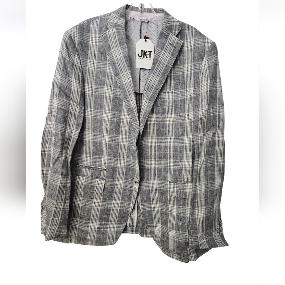 NWT JKT NY Gray Plaid Men's Blazer 43"